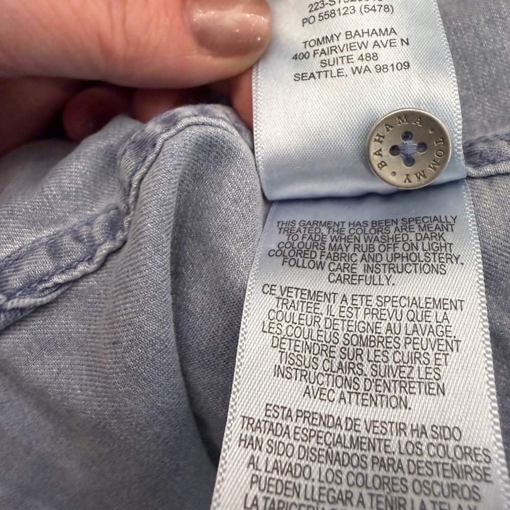 tommy bahama chambray light denim look button down shirt xxl - Picture 8 of 9